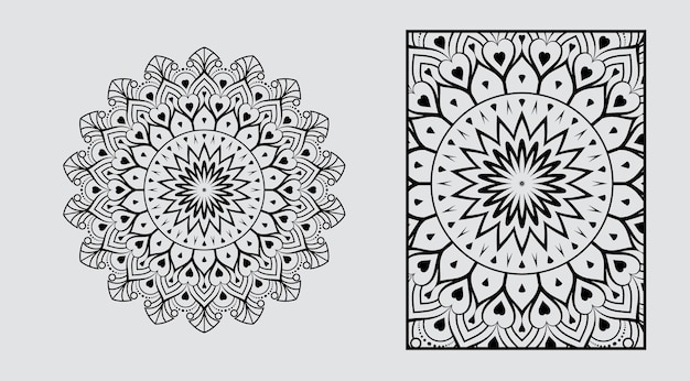 Vetor vetor de ornamento de beleza mandala com desenho de página para colorir de mandala