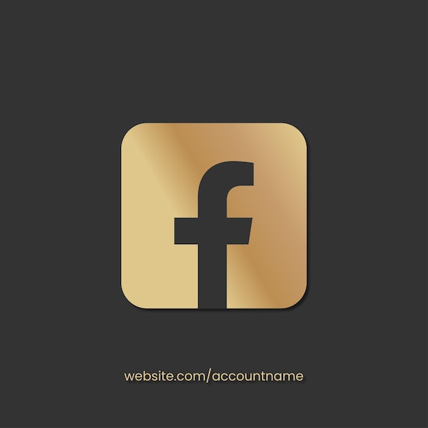 Vetor de ouro do ícone do facebook de ouro preto de luxo