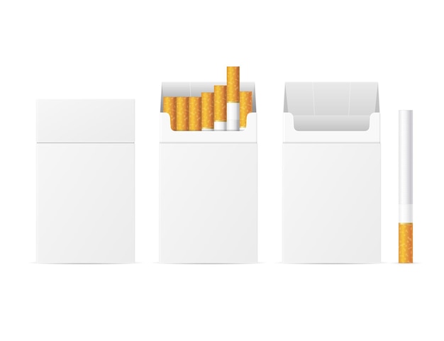 Vetor de pacote de cigarro branco em branco modelo realista