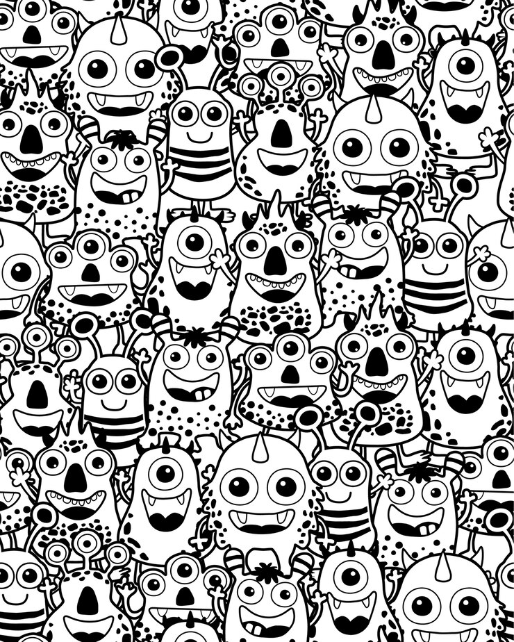 Vetor vetor de padrão sem emenda com desenhos animados de monstro