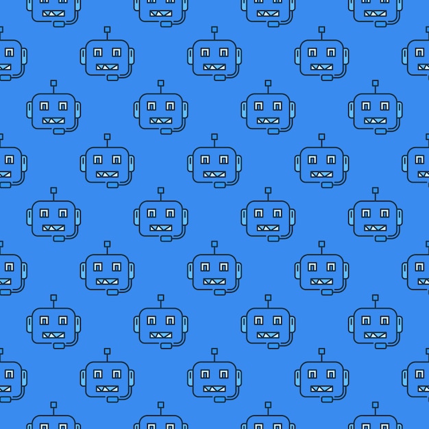 Vetor de personagem Chatbot AI Robot conceito padrão azul sem costura