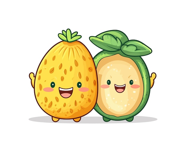 Vetor de personagem de desenho animado de fruta kawaii ilustração engraçada de fruta kawaii