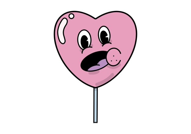 vetor de personagem de desenho animado fofo pirulito de coração