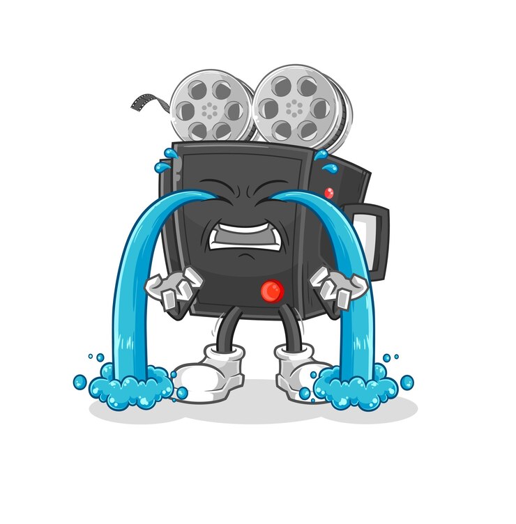 Vetor vetor de personagem de ilustração chorando de câmera de filme
