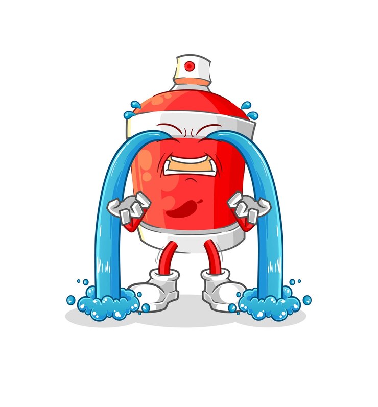 Vetor vetor de personagem de ilustração chorando spray de pimenta