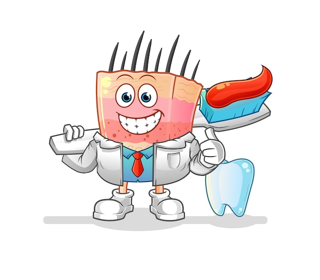 Vetor de personagem de ilustração de dentista de estrutura de pele