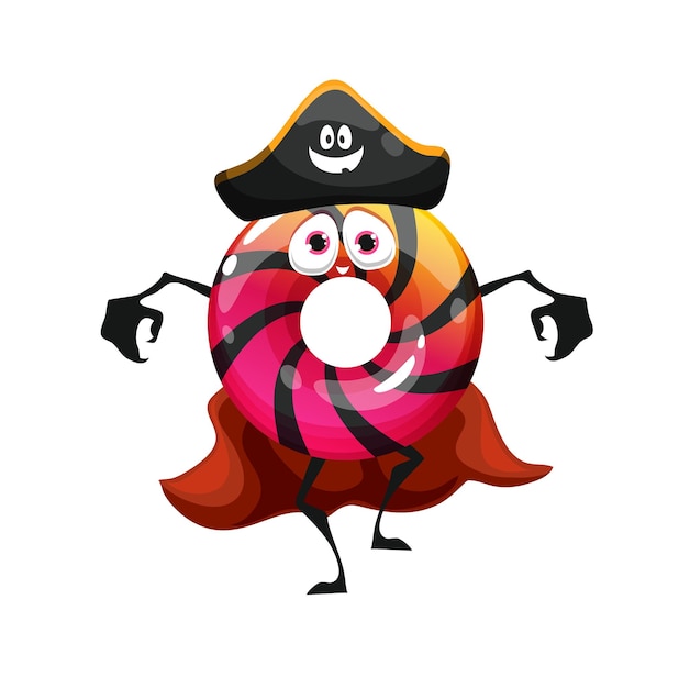 Vetor de personagem de rosquinha pirata de halloween dos desenhos animados