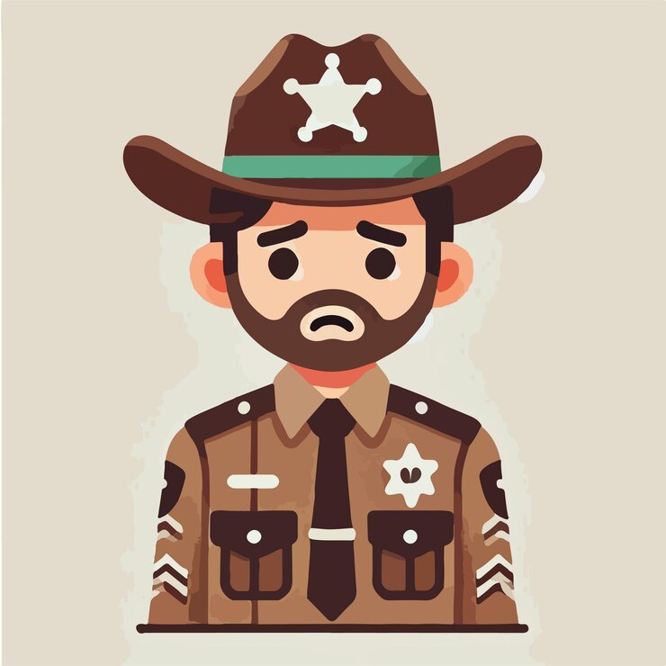 Vetor vetor de personagem xerife com expressão triste