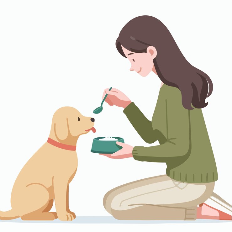 Vetor vetor de pessoas que alimentam cães