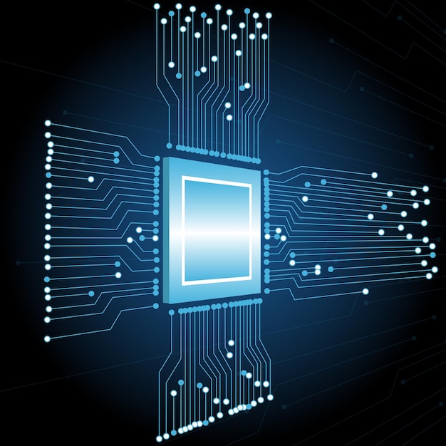 Vetor de placa de circuito eletrônico de chip de computador para conceito de tecnologia e finanças e educação para f