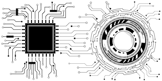 Vetor de placa de circuito eletrônico para tecnologia e conceito de finanças e educação