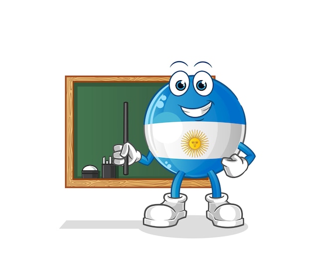 Vetor de professor de bandeira da argentina. personagem de desenho animado