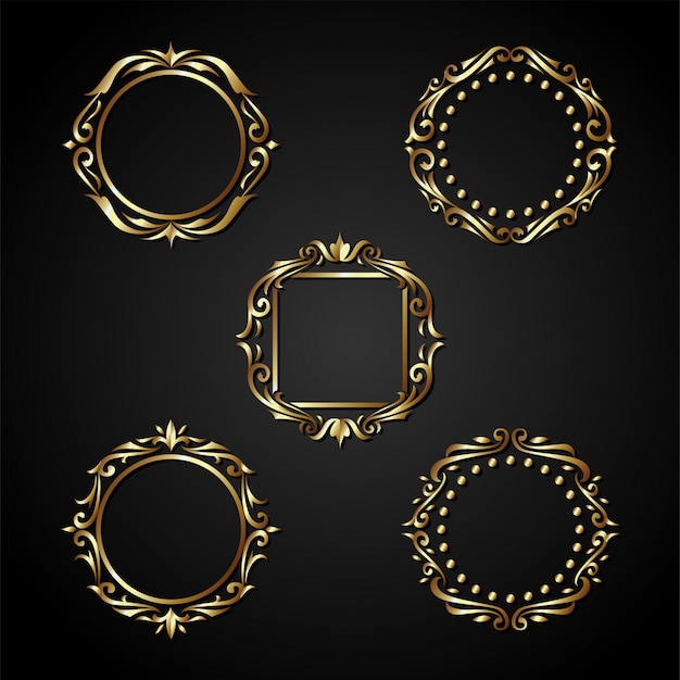 Vetor vetor de quadro de círculo de ouro de luxo
