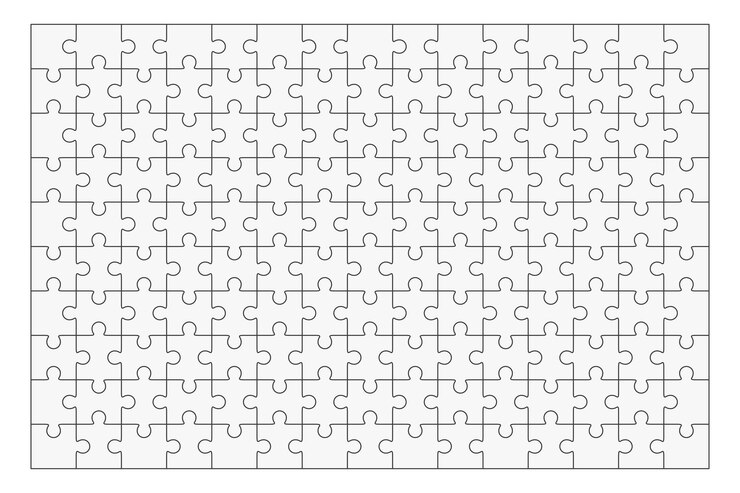 Vetor de quebra-cabeça, modelo simples em branco, 150 peças
