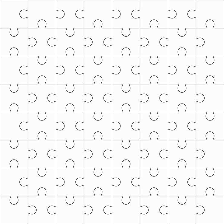 Vetor de quebra-cabeça, modelos simples em branco, sessenta e quatro elementos