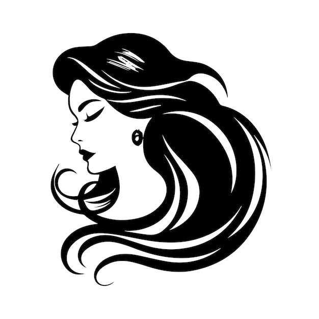 vetor de rosto de mulher preto para design de logotipo