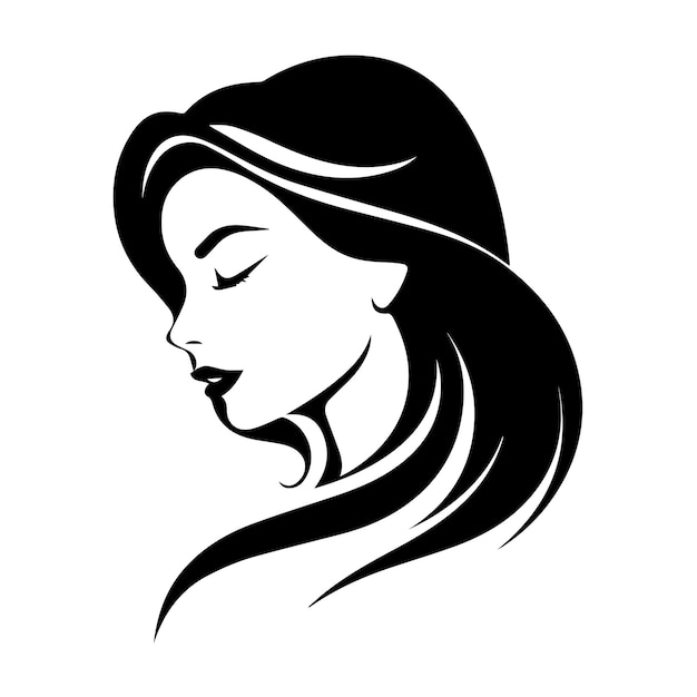 vetor de rosto de mulher preto para design de logotipo
