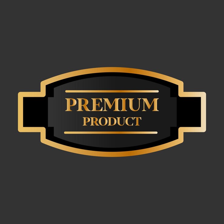 Vetor vetor de rótulo de produto premium dourado