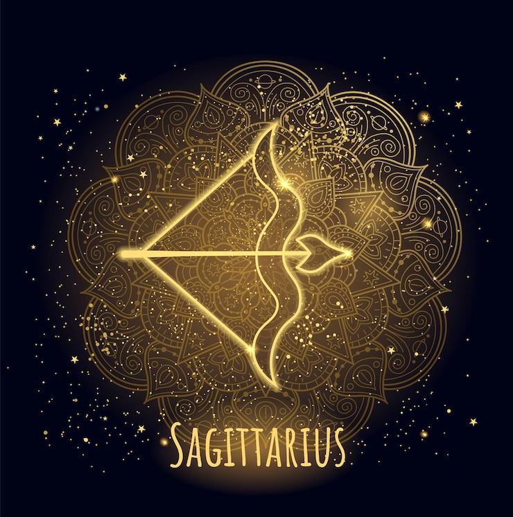 Vetor vetor de sagitário colorido signo do zodíaco lineart
