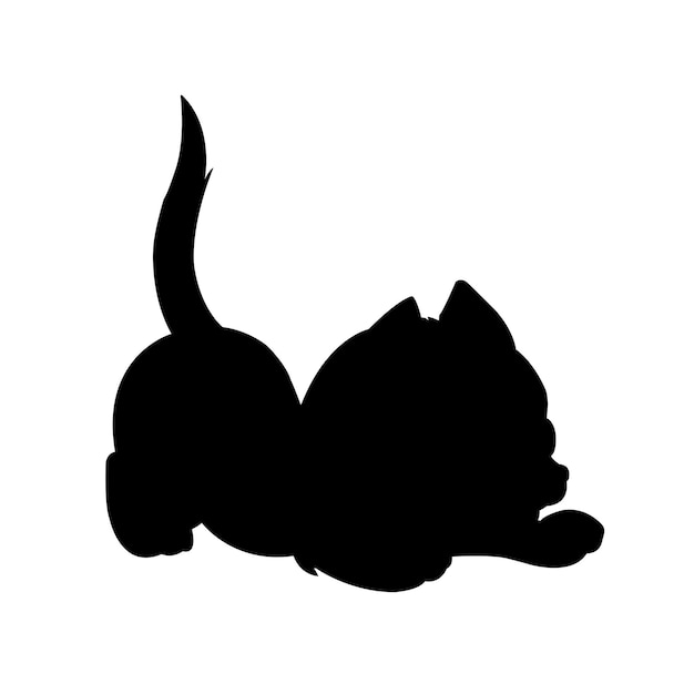 Vetor vetor de silhueta de gato isolado no livro de colorir animal de fundo branco para crianças