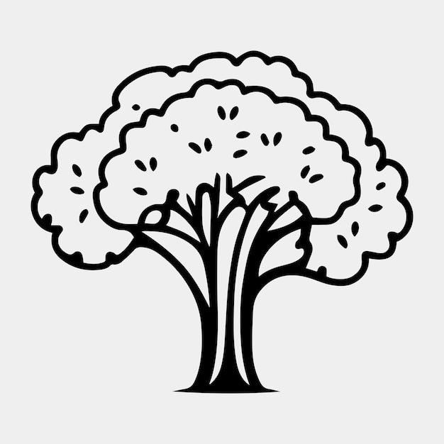 vetor de silhueta preto e branco de árvore