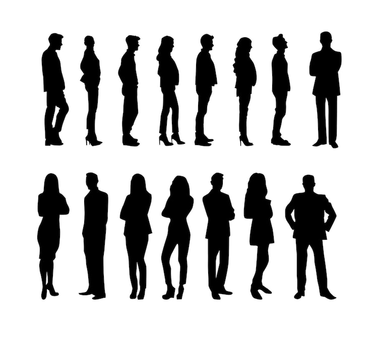 Vetor de silhuetas humanas diferentes