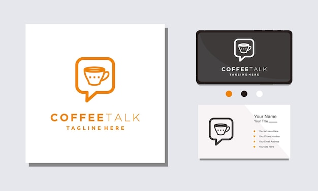 Vetor de símbolo de design de logotipo minimalista de conversa de café