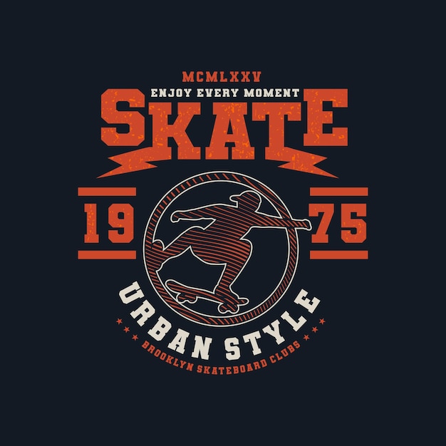 Vetor vetor de skate vintage para impressão de camiseta