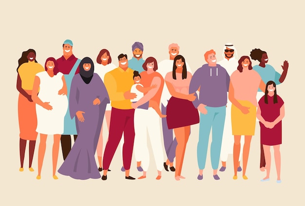 Vetor de sociedade multicultural e multirracial