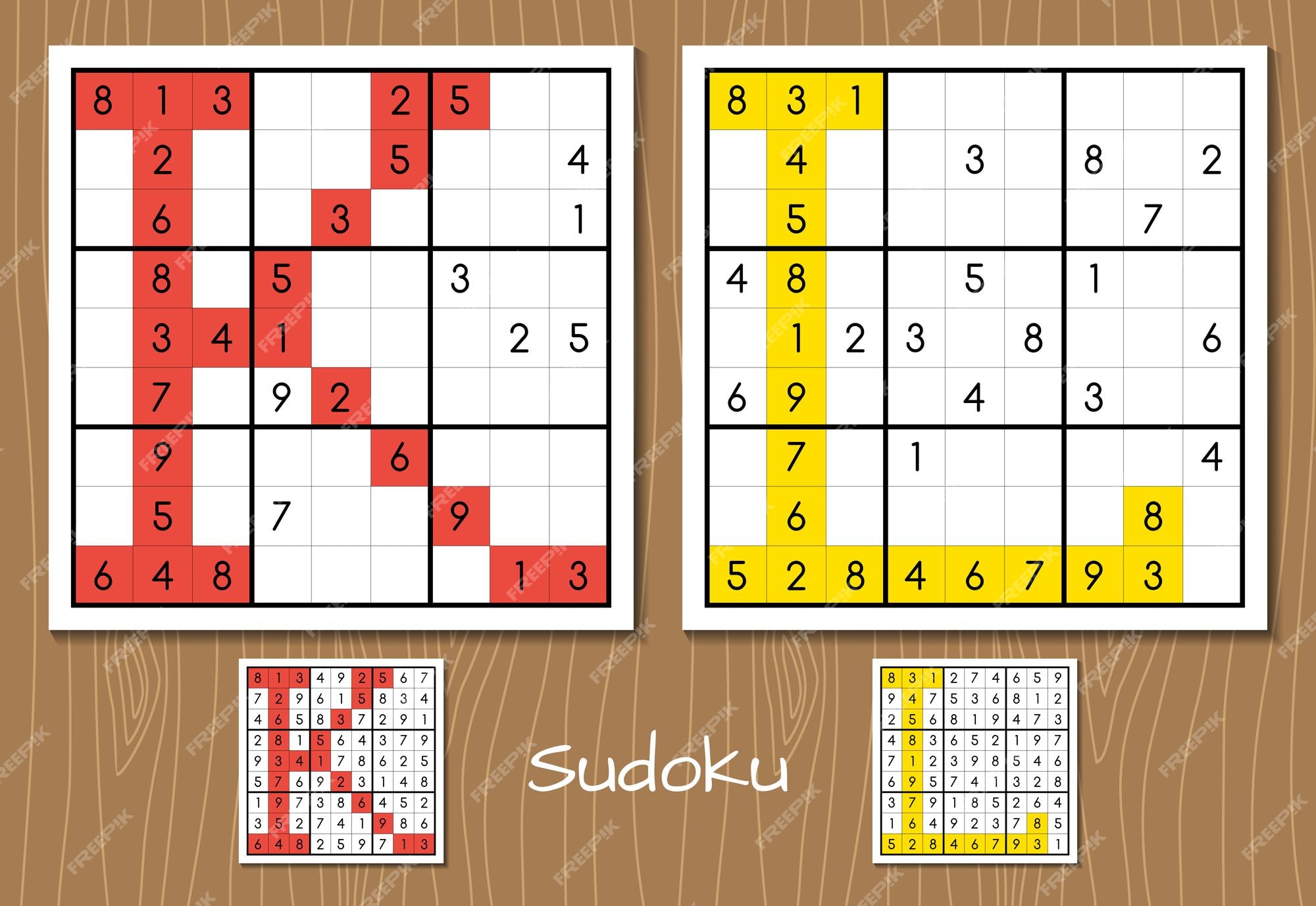 Jogo Sudoku Com Respostas. Conjunto De Design De Vetor Simples