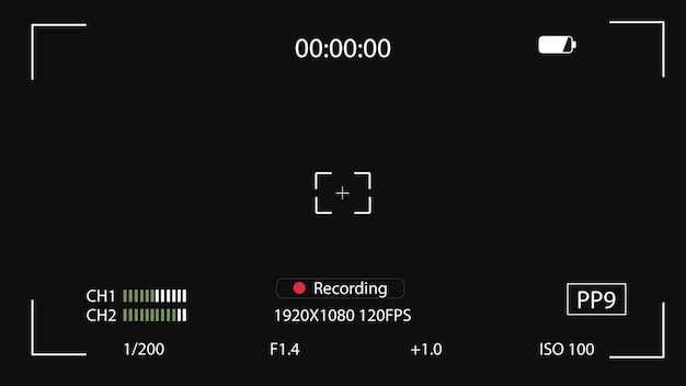 vetor de tela da câmera Tela da câmera mostrando que a gravação está em andamento imagem vetorial