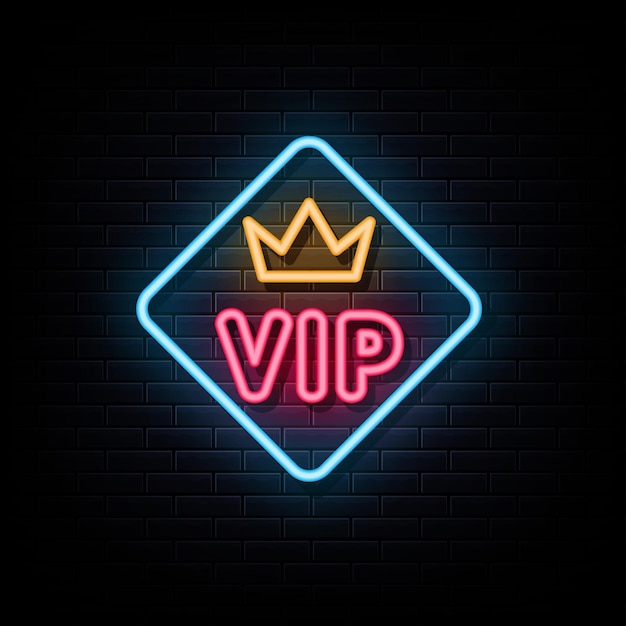 Vetor de texto de sinal de logotipo de néon vip