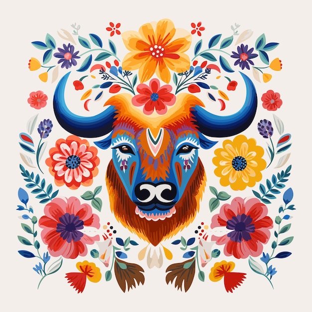 Vetor de trabalho de arte colorido de bisonte