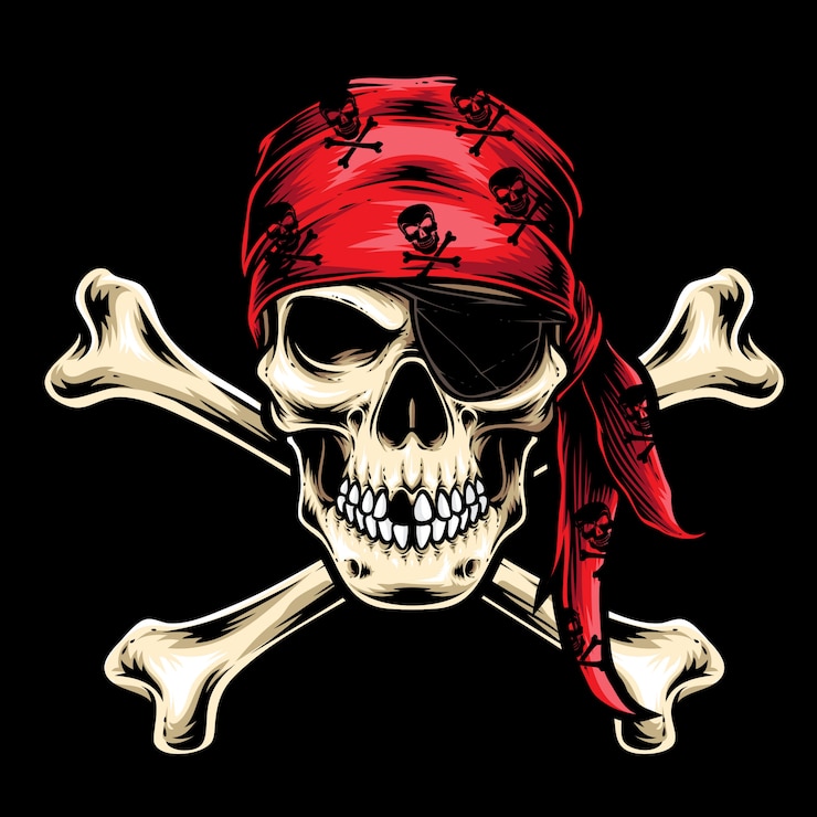 Vetor vetor de tripulação de crânio de pirata