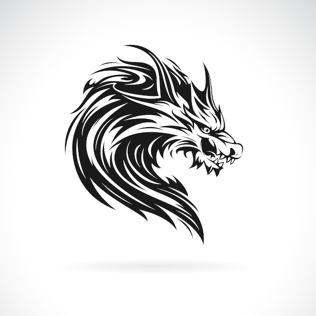 Vetor de um desenho de cabeça de dragão em fundo branco Ilustração vetorial fácil e editável em camadas Animais
