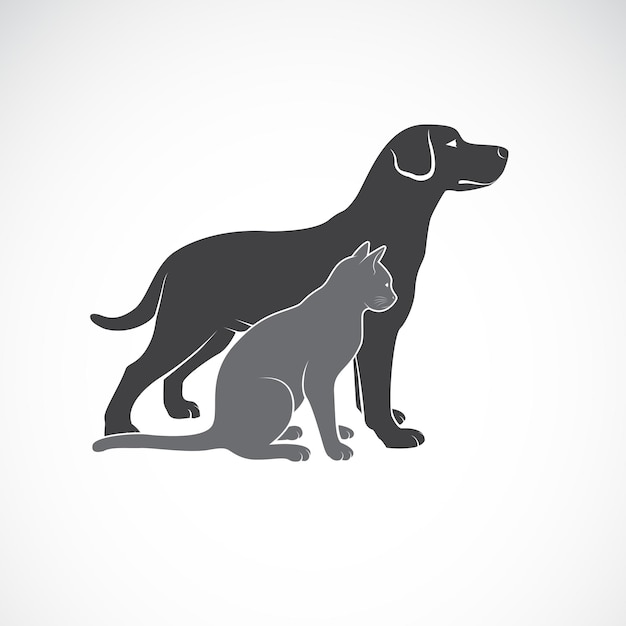 Vetor de um desenho de cão e gato em fundo branco. Animal. Logotipo ou ícone do animal de estimação. Ilustração em vetor em camadas editável fácil.