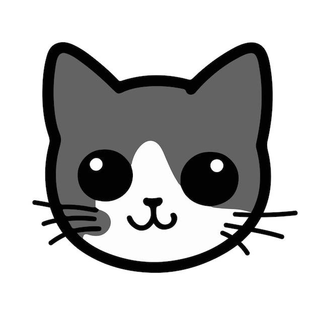 Vetor de um design de rosto de gato em fundo branco Animais de estimação Fácil ilustração vetorial em camadas editável
