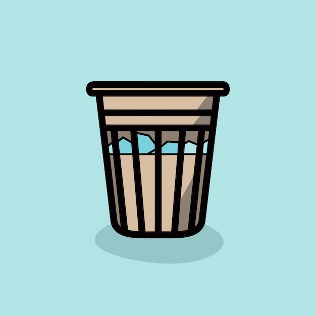 Vetor vetor de um ícone de lata de lixo em um fundo azul