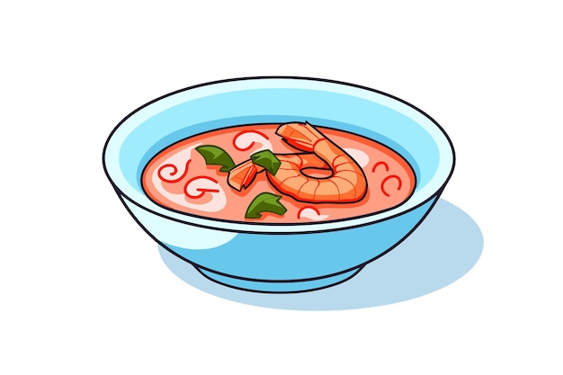 Vetor vetor de um vetor de ícone plano de uma tigela de sopa de camarão