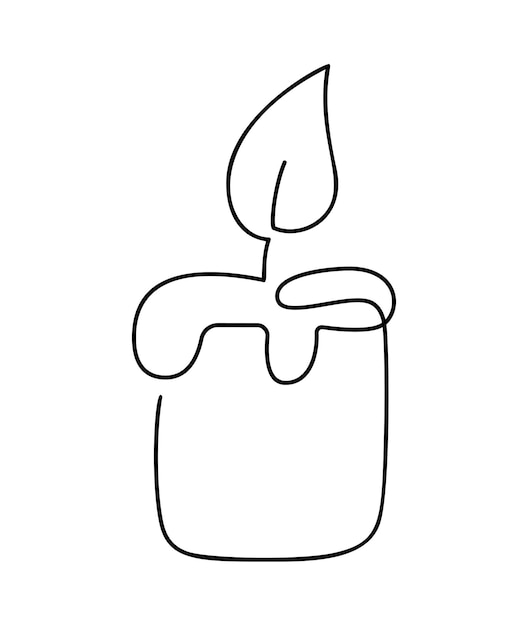 Vetor de uma linha desenhado à mão, ícone do logotipo de vela acesa ilustração contínua do contorno do advento do natal