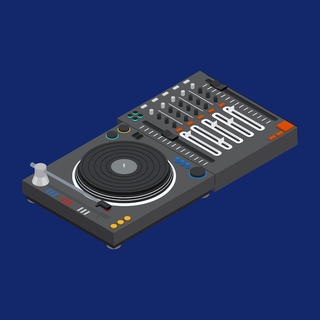Vetor de vista isométrica do DJ Mixer