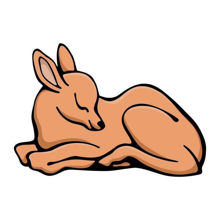 Vetor vetor desenhado à mão de um cervo adormecido ilustração conservada em estoque de um cervo jovem