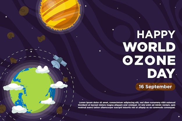 Vetor vetor desenhado à mão dia mundial do ozônio com temas do espaço galaxy