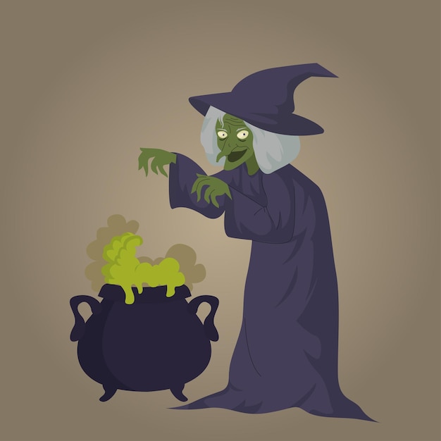 vetor desenhado à mão plana bruxas de halloween