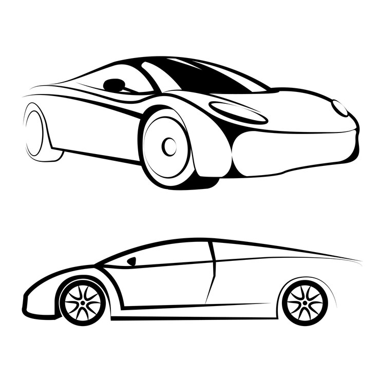 Vetor vetor desenhado carro esporte, isolado no fundo branco.