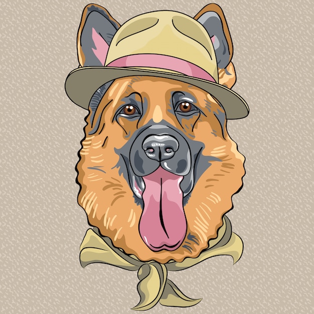 Vetor desenho animado hipster cão pastor alemão