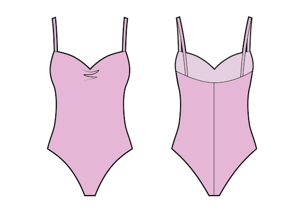 Vetor desenho maiô feminino rosa isolado no fundo branco