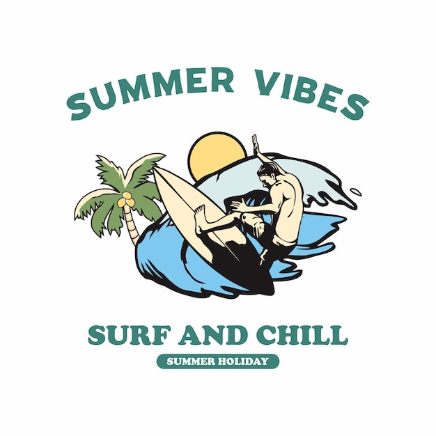 Vetor vetor design de logotipo de roupas de surf de verão