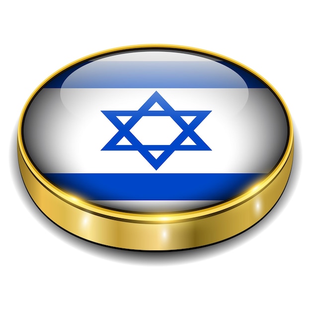 Vetor vetor do botão 3d da bandeira de israel israel
