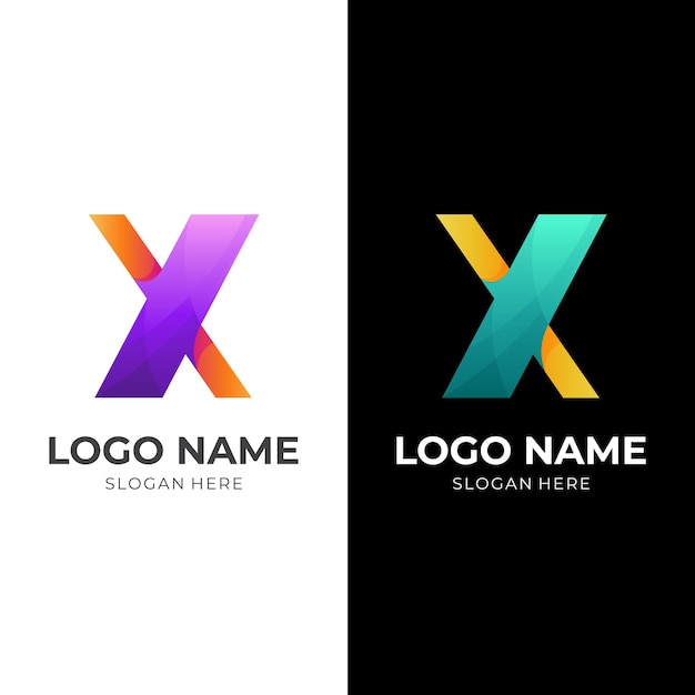 Vetor do conceito do logotipo da letra x com estilo 3d colorido